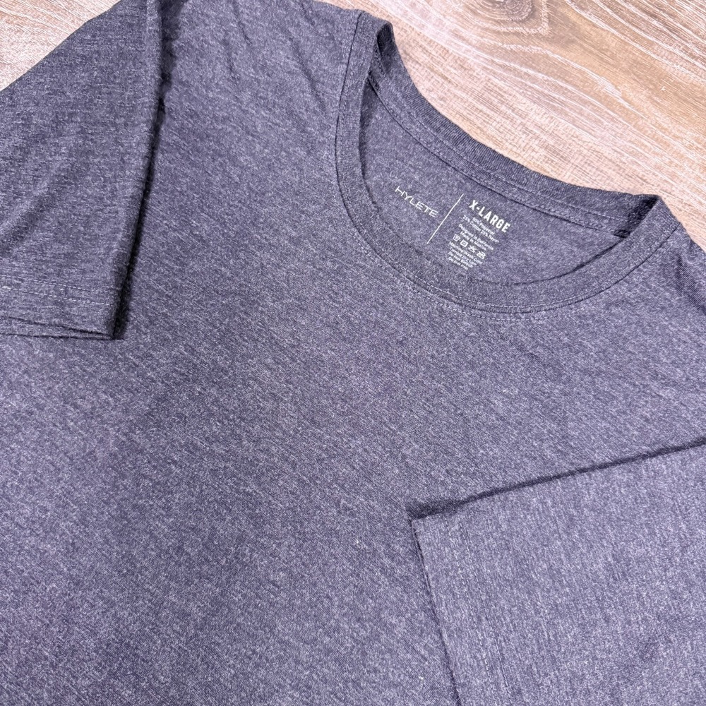 Hylete Mens Shirt XL Heathered Black Performance Rayon Blend Athletic Tee Gym